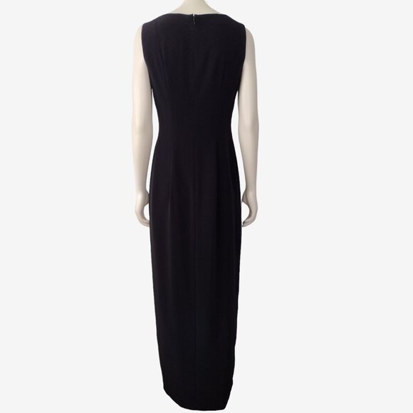 Vintage 1990s Glamourous Black Side Slit Sleeveless Maxi Sheath Dress 12 - Picture 7 of 13